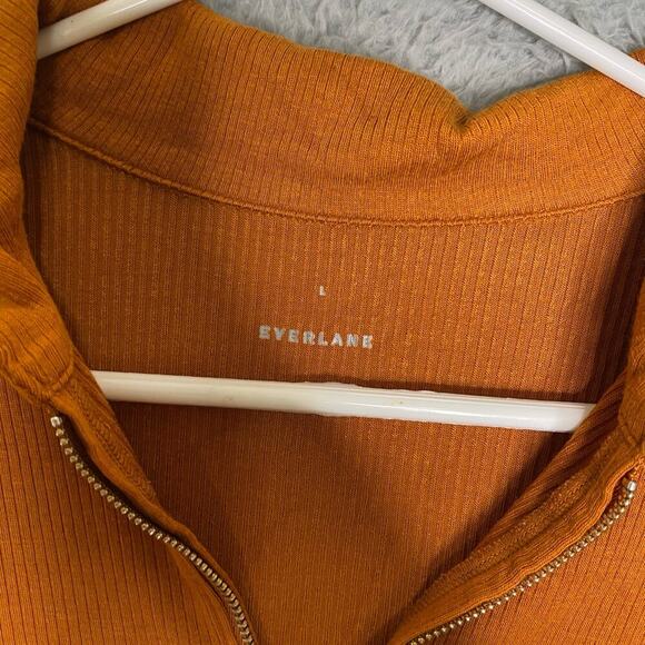 Everlane womens super soft zip polo long sleeve collared ribbed minimalist L - Picture 6 of 9